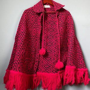 Vintage Red and Black Cape/Poncho